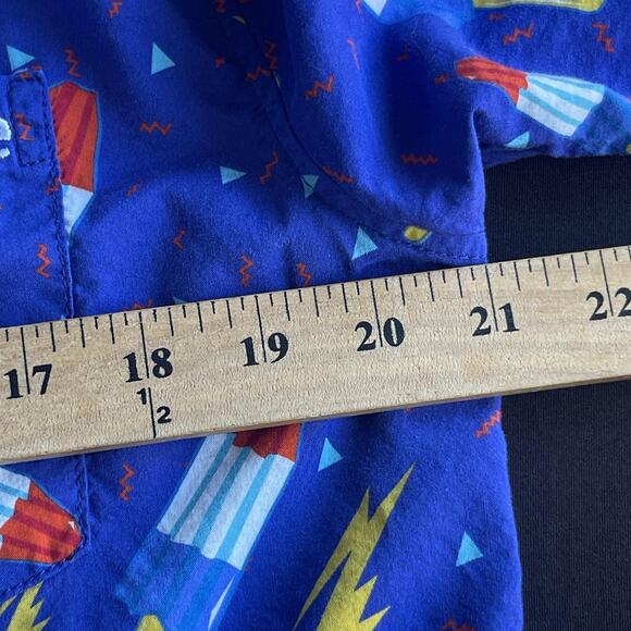 Tipsy Elves Shirt Mens Large Blue Bomb Pop Popsicle Lightning Novelty Button Up - Picture 8 of 11